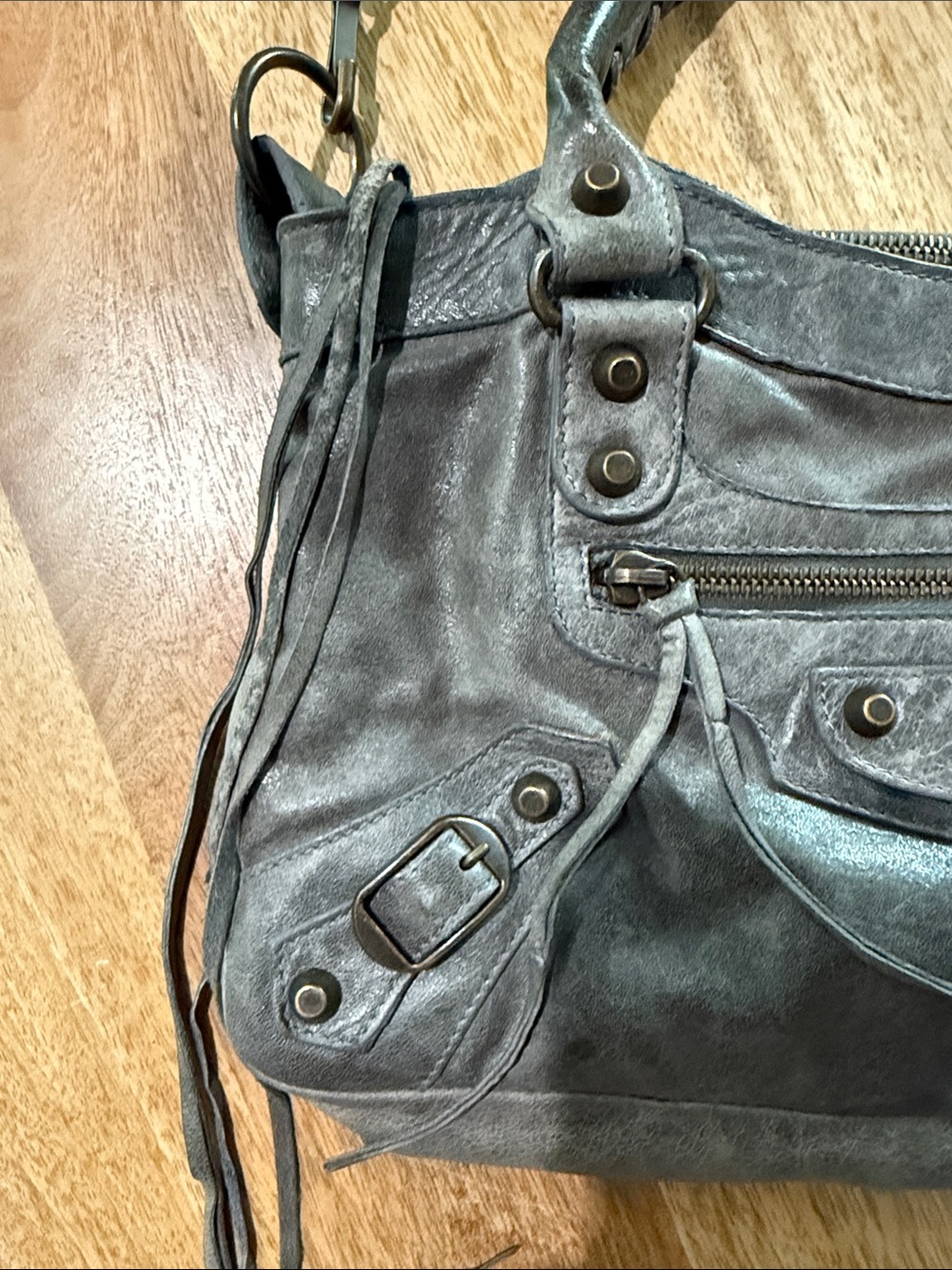 Vintage Balenciaga City Handle Bag 103208 213048 Leather Gray Authentic F0605423 - Picture 5 of 14